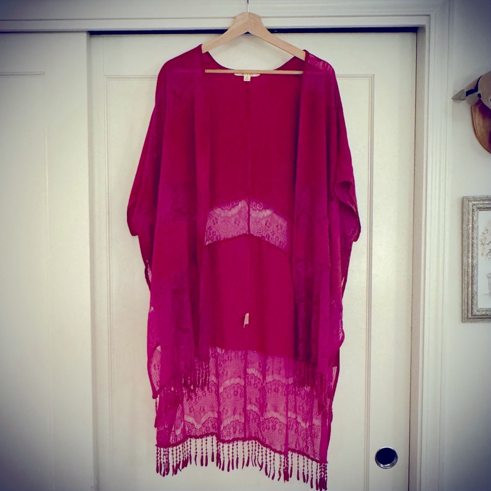 Fuchsia cardigan/beach coverup